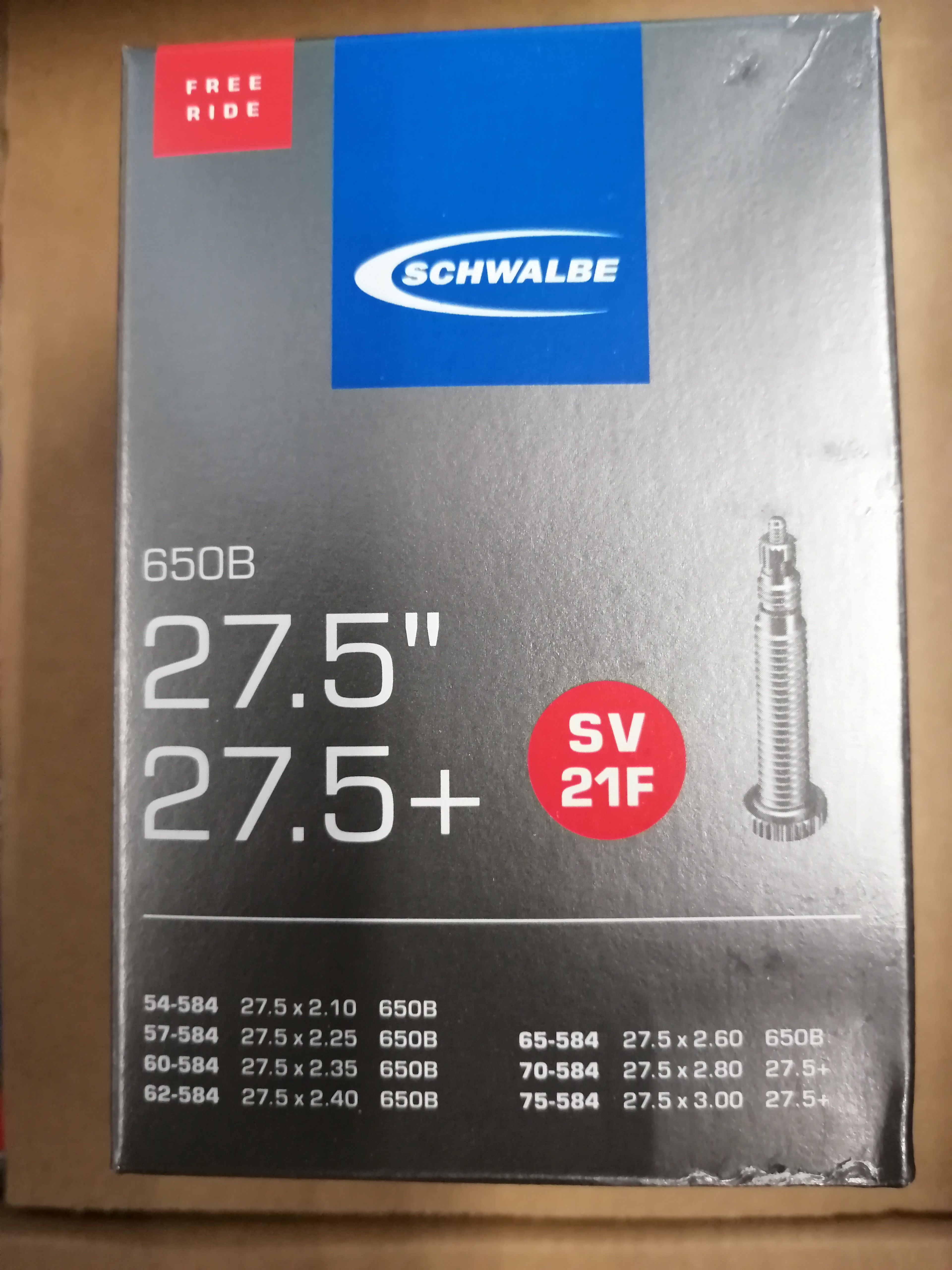 Schwalbe SV21F Freeride Fahrrad Schlauch 27,5″ 27.5x1.75-3.00″54/75-584 SV40mm
